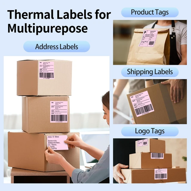 Alt view image 5 of 7 - 4x6 Thermal Shipping Labels for Shipping Label Printer Genuine 500 Fanfold Labels, Strong Adhesive Commercial Grade Direct Thermal Label for Shipping, Barcodes, USPS, UPS and FedEx