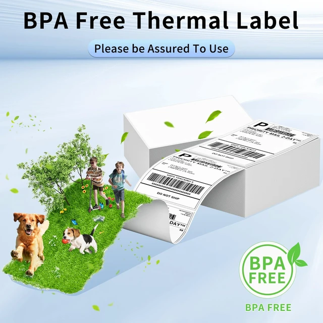 Alt view image 3 of 7 - Genuine 4X6 Thermal Shipping Label 1000 Labels per Stack - 4x6 FanFold Thermal Labels Compatible with Shipping Label Printer, Strong Adhesive Shipping Labels, Commercial Grade