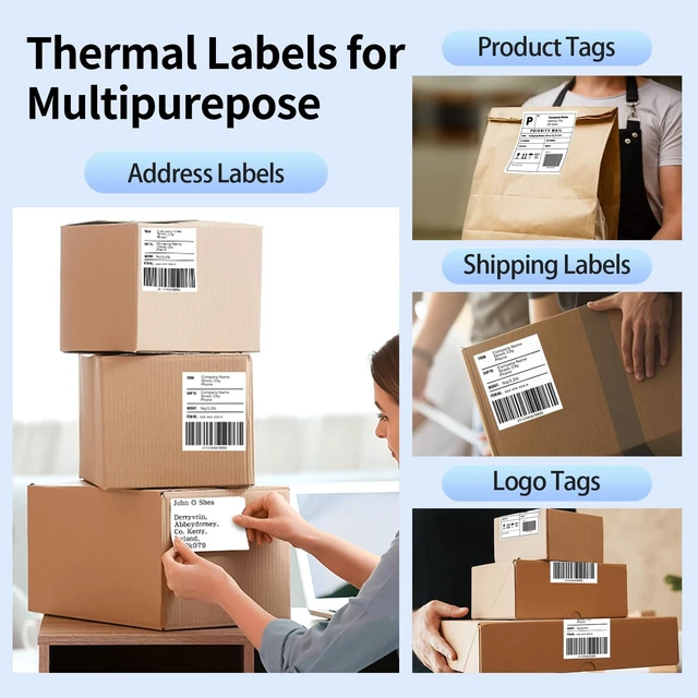 Alt view image 6 of 7 - Genuine 4X6 Thermal Shipping Label 1000 Labels per Stack - 4x6 FanFold Thermal Labels Compatible with Shipping Label Printer, Strong Adhesive Shipping Labels, Commercial Grade