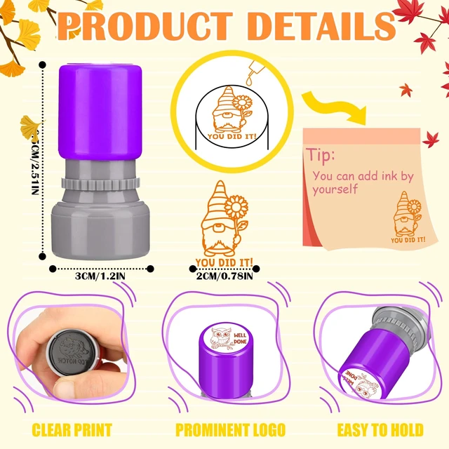 Alt view image 2 of 6 - 24 Pcs Teacher Stamps for Classroom Self Inking Stamps Gift,Fall Back to School, Positive Stamps for Teachers, Colorful, Motivational, Multi Style, Encouraging School Students Supplies