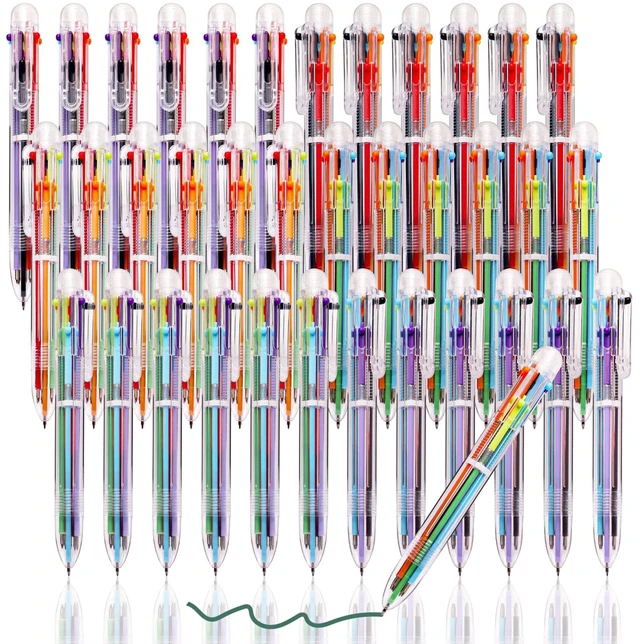 Main image of 36 Pack Multicolor Ballpoint Pens 6 in 1 Transparent 0.5mm 6 Ink Colors in Each Pen, Clear Barrel, Retractable Design, 0.5mm Tip, for School Office Party Favors and Gifts