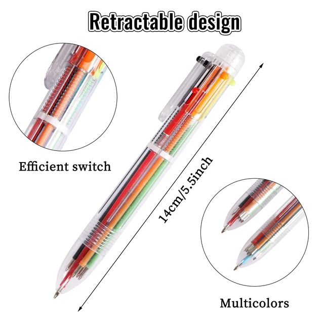 Alt view image 3 of 7 - 36 Pack Multicolor Ballpoint Pens 6 in 1 Transparent 0.5mm 6 Ink Colors in Each Pen, Clear Barrel, Retractable Design, 0.5mm Tip, for School Office Party Favors and Gifts