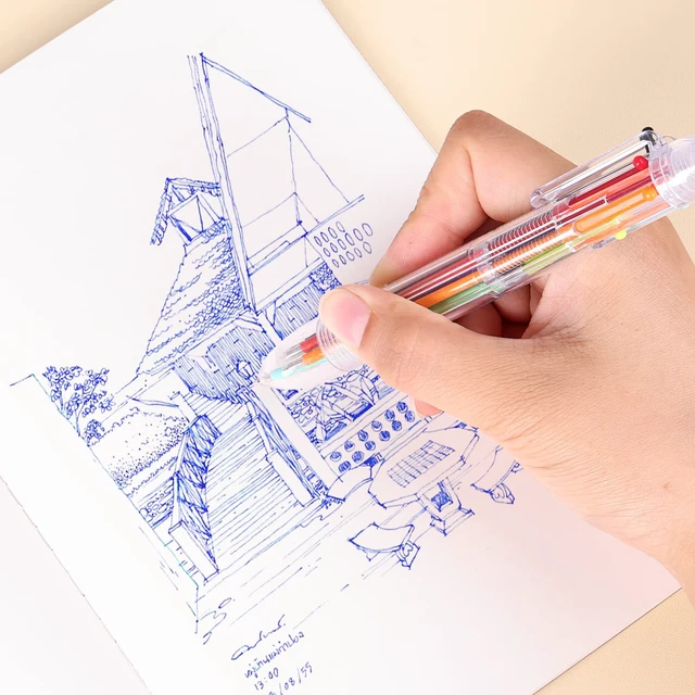 Alt view image 6 of 7 - 36 Pack Multicolor Ballpoint Pens 6 in 1 Transparent 0.5mm 6 Ink Colors in Each Pen, Clear Barrel, Retractable Design, 0.5mm Tip, for School Office Party Favors and Gifts