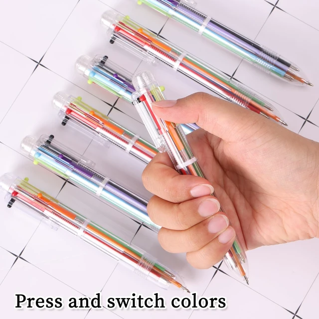 Alt view image 5 of 7 - 36 Pack Multicolor Ballpoint Pens 6 in 1 Transparent 0.5mm 6 Ink Colors in Each Pen, Clear Barrel, Retractable Design, 0.5mm Tip, for School Office Party Favors and Gifts
