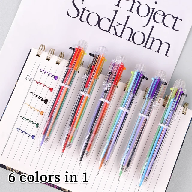 Alt view image 7 of 7 - 36 Pack Multicolor Ballpoint Pens 6 in 1 Transparent 0.5mm 6 Ink Colors in Each Pen, Clear Barrel, Retractable Design, 0.5mm Tip, for School Office Party Favors and Gifts