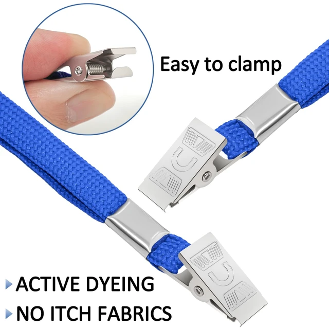Alt view image 3 of 7 - 400 Pack Neck Lanyard Bulk with ID Card Holder Lanyards for ID Badges Vertical Name Badge ID Card Holders Flat Neck Lanyards with Clip for Nurses Teacher Students, Blue
