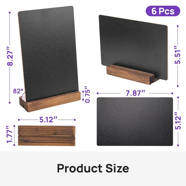 Alt view image 2 of 7 - 6Pcs Tabletop Chalkboard Sign, 7.8x5 Inch, Double-Sided, Base Stands Message Boards, Blackboard, for Coffee Shop, Restaurant, Home, Bar, Menu Display, Wedding, Party, Events, Signag