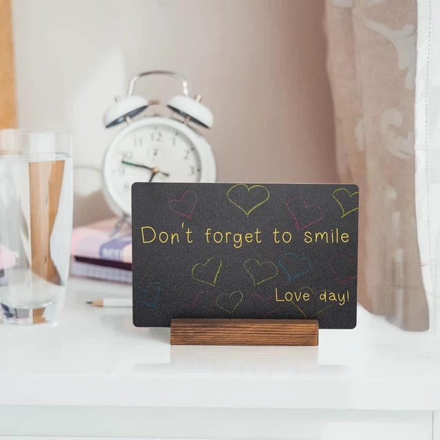 Alt view image 7 of 7 - 6Pcs Tabletop Chalkboard Sign, 7.8x5 Inch, Double-Sided, Base Stands Message Boards, Blackboard, for Coffee Shop, Restaurant, Home, Bar, Menu Display, Wedding, Party, Events, Signag