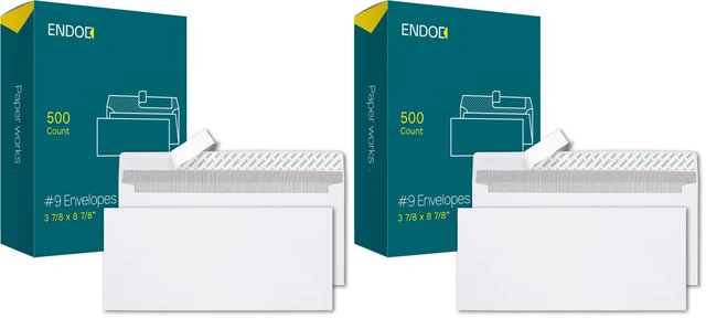 Main image of 500#9 Envelopes Self Seal, 3 7/8 x 8 7/8" Security Tinted White Envelopes No Window for Invoices & Statements, Business Mailing Envelopes no 9 Peel & Seal, 24lb Paper (Pack of 2)