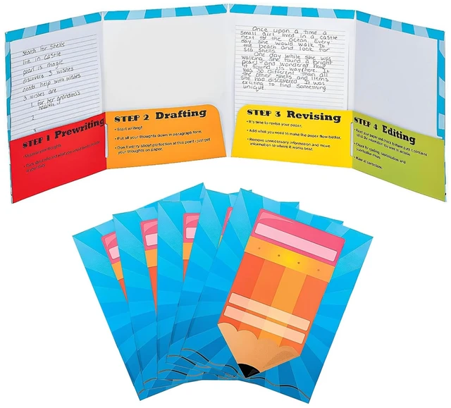 Main image of Writing Process Folders 4 Pockets 72 Pack Bulk Student for Classroom, Take Home for Elementary Students, Kids Homework, Communication Folder for Language Arts ELA