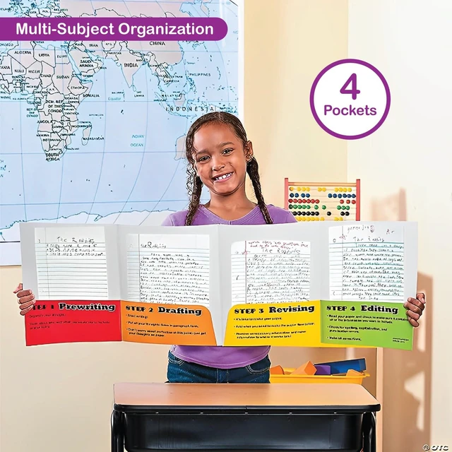 Alt view image 3 of 6 - Writing Process Folders 4 Pockets 72 Pack Bulk Student for Classroom, Take Home for Elementary Students, Kids Homework, Communication Folder for Language Arts ELA