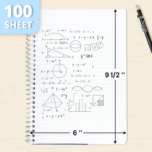 Alt view image 2 of 7 - 2 Subject Spiral Notebook College Ruled 6 Pack, 200 Pages, Assorted 100 ct, 6 x 9.5 in, Poly Cover, 2 Dividers, Double-Sided Pockets, Notebook for School, Study