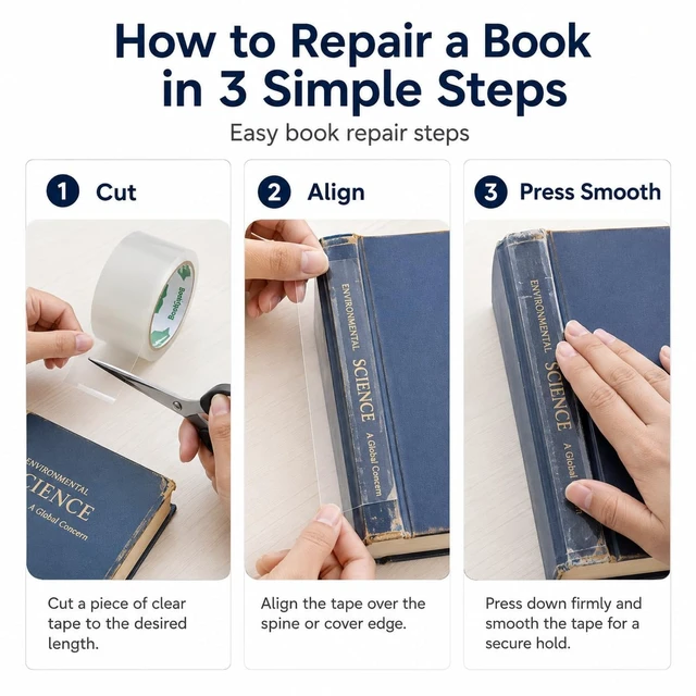 Alt view image 3 of 5 - Clear Book Repair Tape, 2 Inch x 15 Yards Stretchable Polyethylene Book Binding Tape Spines, Covers, Hinges, and Edges. Made in USA