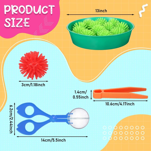Alt view image 2 of 6 - 71 Pcs Sensory Bin Filler,Blue,Regular Hedge Balls Tweezers Clips Cups, Fine Skills Toys Set for Kids Counting Sorting, Sensory Bin Tools Preschool Learning