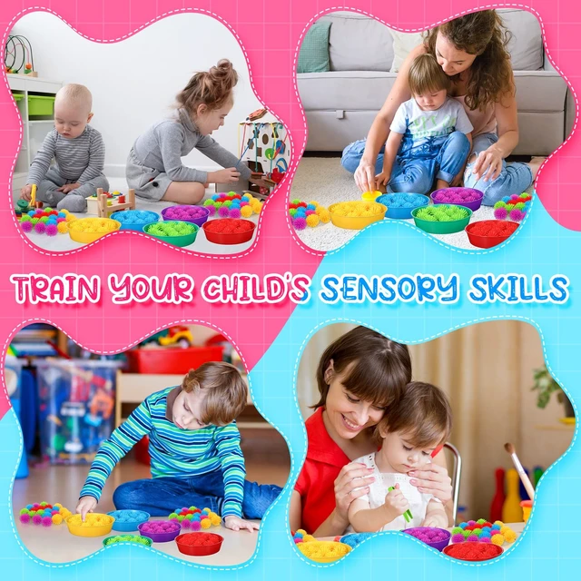 Alt view image 3 of 6 - 71 Pcs Sensory Bin Filler,Blue,Regular Hedge Balls Tweezers Clips Cups, Fine Skills Toys Set for Kids Counting Sorting, Sensory Bin Tools Preschool Learning