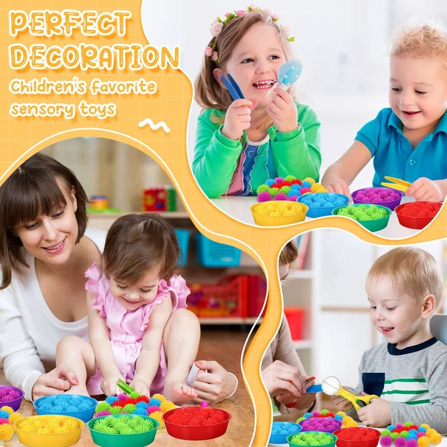 Alt view image 5 of 6 - 71 Pcs Sensory Bin Filler,Blue,Regular Hedge Balls Tweezers Clips Cups, Fine Skills Toys Set for Kids Counting Sorting, Sensory Bin Tools Preschool Learning