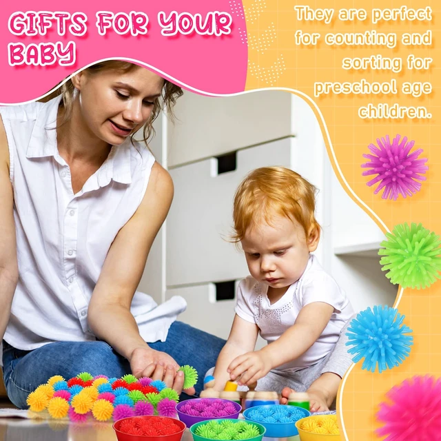 Alt view image 6 of 6 - 71 Pcs Sensory Bin Filler,Blue,Regular Hedge Balls Tweezers Clips Cups, Fine Skills Toys Set for Kids Counting Sorting, Sensory Bin Tools Preschool Learning