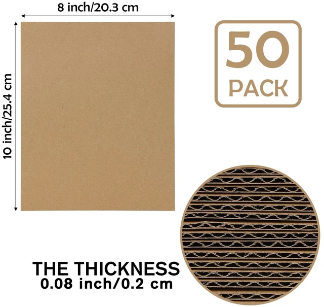 Alt view image 2 of 6 - 8x10 Corrugated Cardboard Sheets Set of 50, Flat Card Boards Inserts for Crafts, Packing, Shipping, Moving, Mailing