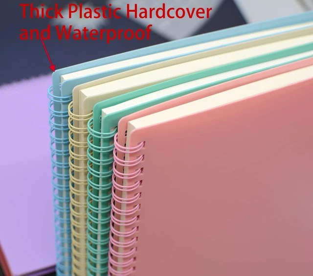 Alt view image 4 of 7 - Spiral Notebook, 4 Pcs 10.5 Inch x 7.45 Inch B5 Thick Plastic Hardcover 7mm College Ruled 4 Color 80 Sheets -160 Pages Journals for Study, Work, Travel and Notes (B5, 4 Pcs Light Color)