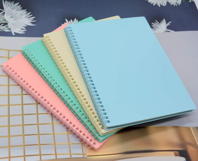 Alt view image 5 of 7 - Spiral Notebook, 4 Pcs 10.5 Inch x 7.45 Inch B5 Thick Plastic Hardcover 7mm College Ruled 4 Color 80 Sheets -160 Pages Journals for Study, Work, Travel and Notes (B5, 4 Pcs Light Color)