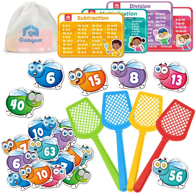 Main image of Math Counting Game, Math Manipulative Learning Swat The Fly Cards, Practice with Addition, Subtraction, Multiplication & Division, 1st 2nd & 3rd Grade Educational Toy for Homeschool