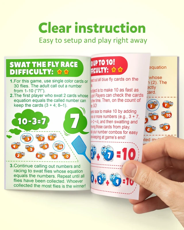 Alt view image 4 of 7 - Math Counting Game, Math Manipulative Learning Swat The Fly Cards, Practice with Addition, Subtraction, Multiplication & Division, 1st 2nd & 3rd Grade Educational Toy for Homeschool