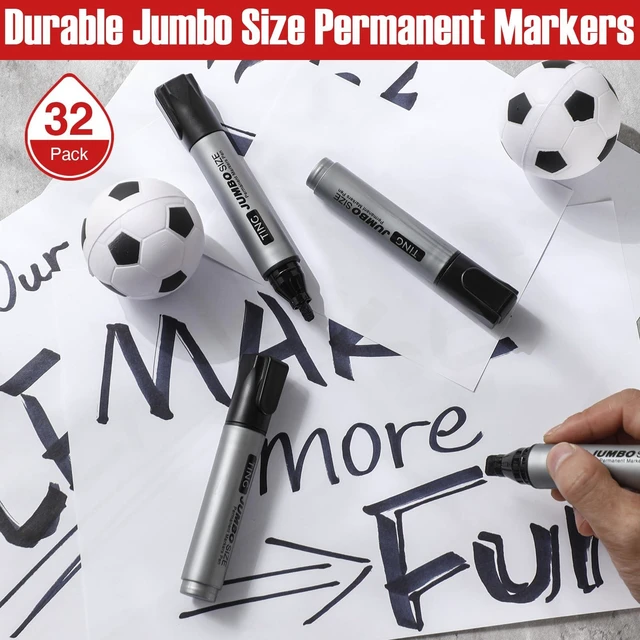 Alt view image 7 of 7 - 32 Pcs Permanent Markers Jumbo Chisel Tip Bulk, Black Waterproof Quick Dry Markers, Large Barrel Bold Writing, Ideal Pallet Warehouse Boxes, Office Inventory Labeling