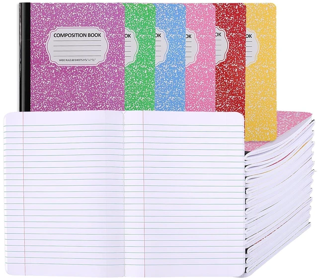 Main image of 24 Pcs Composition Notebook Bulk for School, Wide Ruled Notebooks 9-3/4 x 7-1/2", 60 sheets/120 pages, Colorful Marble Notebooks for School Class Notes Homework Office