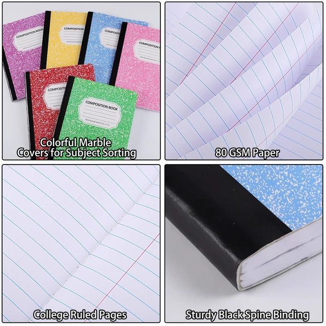 Alt view image 3 of 7 - 24 Pcs Composition Notebook Bulk for School, Wide Ruled Notebooks 9-3/4 x 7-1/2", 60 sheets/120 pages, Colorful Marble Notebooks for School Class Notes Homework Office