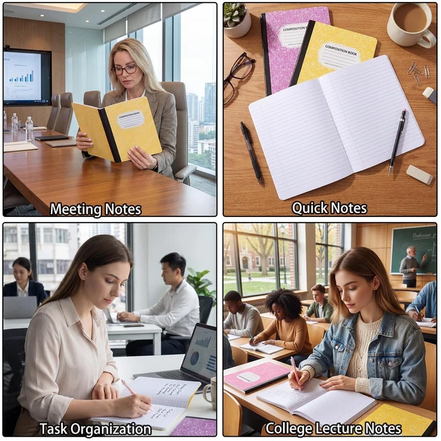 Alt view image 5 of 7 - 24 Pcs Composition Notebook Bulk for School, Wide Ruled Notebooks 9-3/4 x 7-1/2", 60 sheets/120 pages, Colorful Marble Notebooks for School Class Notes Homework Office