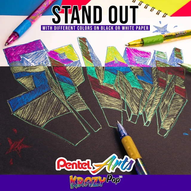 Alt view image 4 of 6 - Sparkle and Krazy Pop, Metallic Gel Ink Pen, (1.0mm), Bold Line, Assorted Ink Colors, 12 count (K91BP12M)