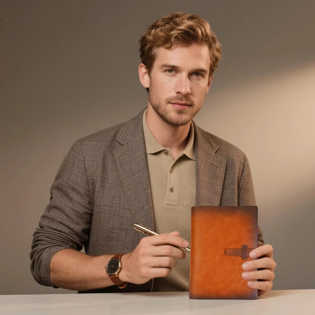 Alt view image 6 of 6 - Refillable A5 Leather Binder Notebook, Reusable Leather Journal, Vintage Organizer with 6-Ring Binder, 120 Pages Lined Paper & Pocket, for Writers Business Work Study College and Daily, Light Brown