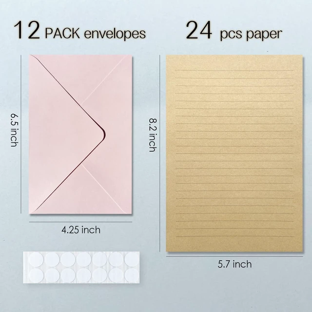 Alt view image 5 of 7 - Premium Velvet-Touch Stationery Set - Unique Design with 24 Writing Sheets, 12 Envelopes (4x6) - Elegant Writing Kit for Love Letters & Party Invitations (Pink)