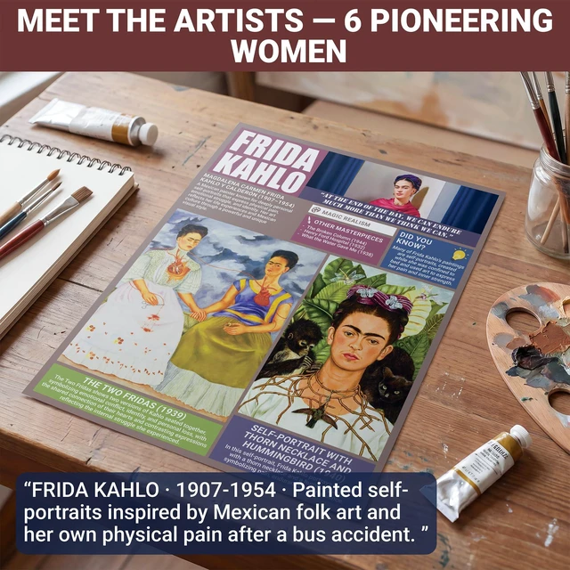 Alt view image 4 of 6 - Famous Art Posters for Classroom, 16 Pack History Painting 11x14 Diverse Women & Men Artists Famous Wall Art - Matte-Laminated 250gsm Van Gogh Monet Picasso Kahlo Educational Print Set