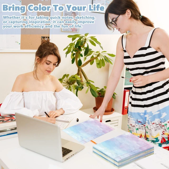 Alt view image 7 of 7 - 400 Sheets Letter Size Colored Loose Leaf Paper College Ruled For 3-Ring Binder 8.5" × 11" Colored Lined Filler Notebook Paper College Ruled Notepad 3-Hole Punched Watercolor 80gsm For School Office