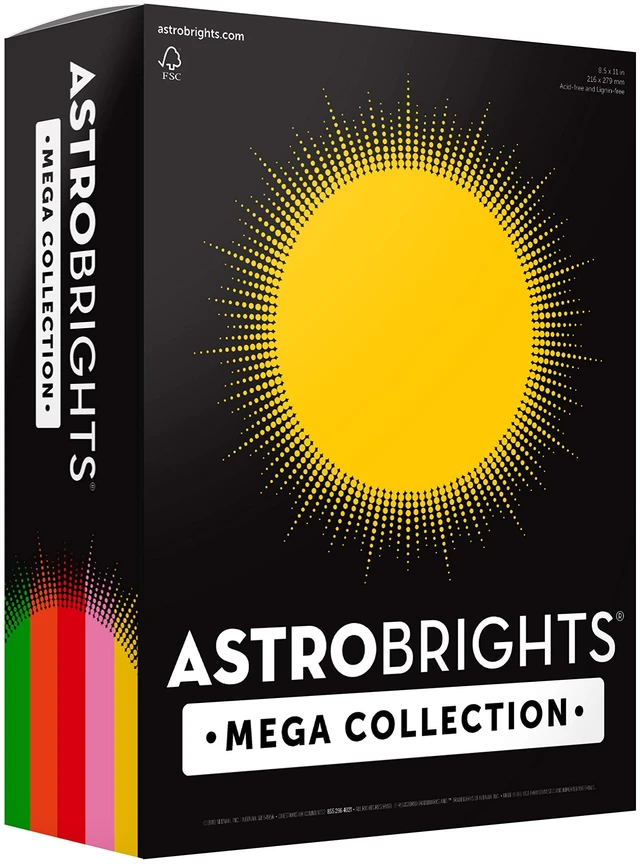 Main image of Mega Collection Colored Paper, 8 ½ x 11, 24 lb/89 gsm, Retro 5-Color Assortment, 625 Ct. (91685)" Exclusive" - More Sheets!, Assorted