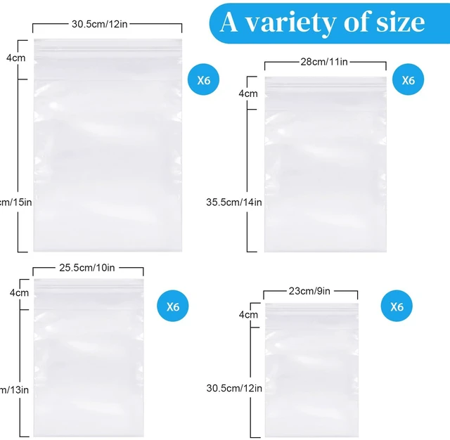 Alt view image 2 of 6 - 600 Pcs Cello Bags, 9''x12'', 10''x13'', 11''x14", 12''x15" Clear Plastic Cellophane Bags, Self Adhesive Resealable for Shipping Clothes, Poly Packaging Bulk for Art Prints Business