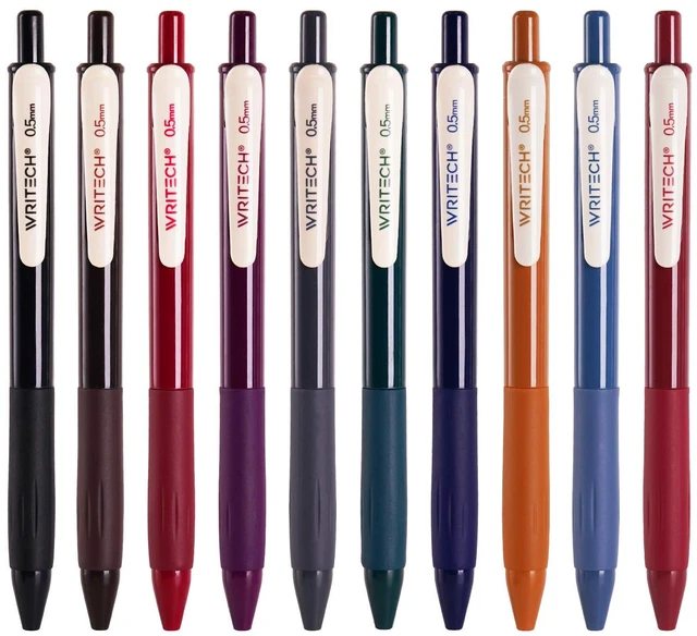 Main image of Retractable Gel Pens Quick Dry Ink Pens Fine Point 0.5mm 10 Assorted Unique Vintage Colors For Journaling Drawing Doodling and Notetaking (Vintage 1)