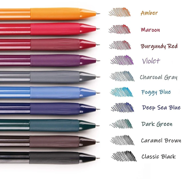 Alt view image 3 of 7 - Retractable Gel Pens Quick Dry Ink Pens Fine Point 0.5mm 10 Assorted Unique Vintage Colors For Journaling Drawing Doodling and Notetaking (Vintage 1)