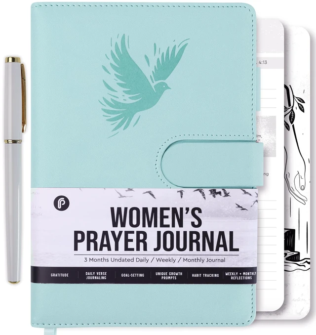 Main image of Prayer Journal for Women - Daily Devotional Journaling Book for Woman, Religious Baptism & Christian Gifts & Bible Study Supplies for Church Note Taking, Devotional Notebook Accessories