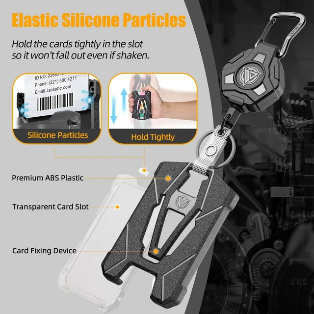 Alt view image 7 of 7 - 2 Packs Retractable Badge Holders, 31.5 Badge Reel, Holds 6 Cards Heavy Duty Retractable Keychain with Tactical ID Card Holder