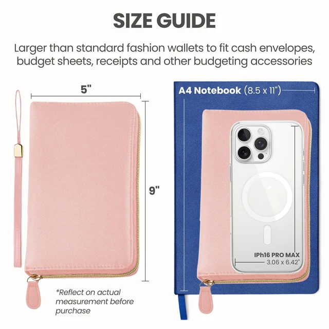 Alt view image 4 of 7 - Cash Envelope Wallet Pink All in One Budget System RFID Blocking with 12x Tabbed Envelopes 12x Monthly Budget Cards 1x Yearly Budget Planner Sheet Complete Money Organizer Set