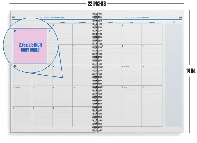 Alt view image 2 of 5 - Academic Year Monthly Planner 20262027 Mobile Desktop Calendar Fold-Out Design Labels Included 11x14" Expands to 22x14" Navy Blue