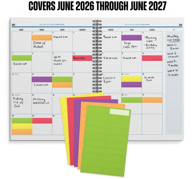 Alt view image 3 of 5 - Academic Year Monthly Planner 20262027 Mobile Desktop Calendar Fold-Out Design Labels Included 11x14" Expands to 22x14" Navy Blue