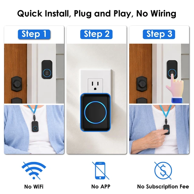 Alt view image 2 of 7 - FullHouse Caregiver Pager Wireless Emergency Call Button for Elderly 1000+ Feet Range, Senior Alert Button to Call Family, Monitoring Calling System for Patient/Disabled at Home, IP55 Waterproof