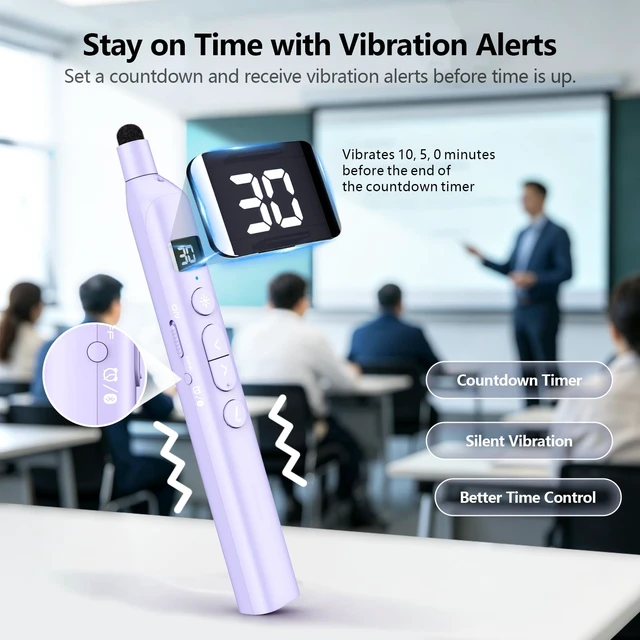 Alt view image 6 of 7 - N21 Bluetooth Presentation Clicker with Telescopic Teaching Pointer Red laser pointer for presentations, Retractable pointer with touch pen, Countdown timer, Customizable Button, BLE & USB-A