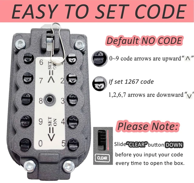 Alt view image 4 of 7 - Key Lock Box for Outside Wall Mount, Waterproof Spare Key Storage Box, 10-digits Combination Lockbox Push Button Key Keeper Box for Home Indoor & Outdoor Realtors Landlord Property Management