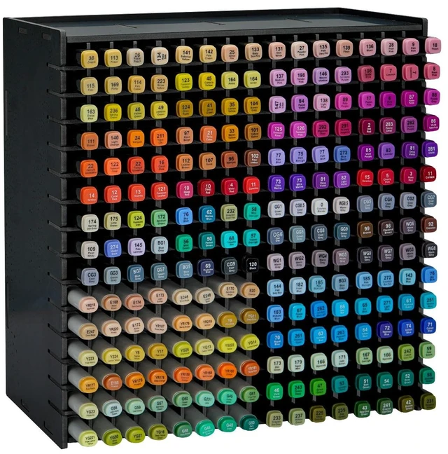 Main image of Marker Pen Organizer Holder for 240 Markers Black Craft Art Supply Storage Rack, Desktop Art Marker Pens Colored Pencils Holder Storage Case for Home Classroom Office