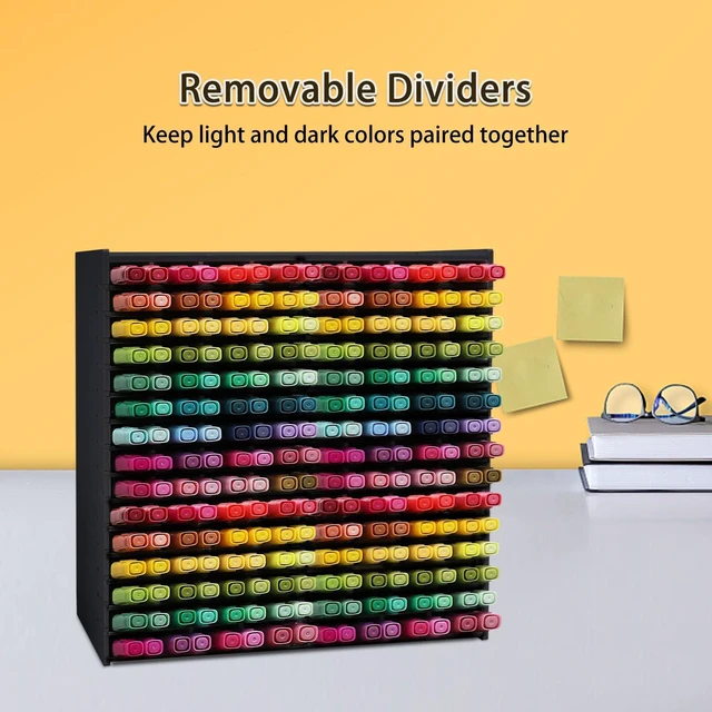 Alt view image 3 of 6 - Marker Pen Organizer Holder for 240 Markers Black Craft Art Supply Storage Rack, Desktop Art Marker Pens Colored Pencils Holder Storage Case for Home Classroom Office