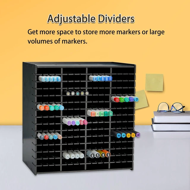 Alt view image 4 of 6 - Marker Pen Organizer Holder for 240 Markers Black Craft Art Supply Storage Rack, Desktop Art Marker Pens Colored Pencils Holder Storage Case for Home Classroom Office